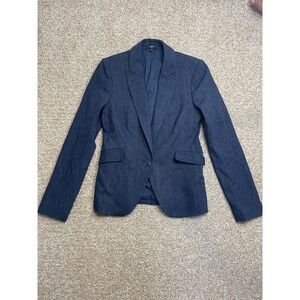 Express Editor Blazer Womens XS Navy Blue One Button Lined Career Jacket